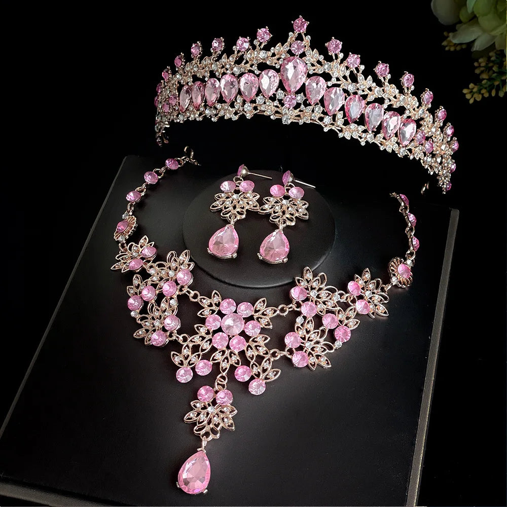 Women's Zinc Alloy Water Drop Bridal Wedding Crown Jewelry Sets