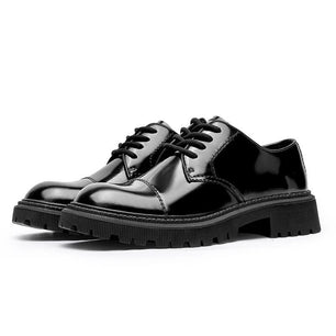 Men's Genuine Leather Round Toe Lace-up Closure Casual Shoes