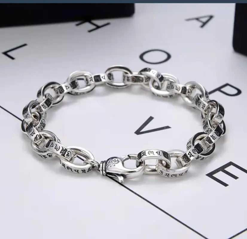 Men's 100% 925 Sterling Silver Geometric Shaped Classic Bracelet