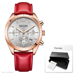 Women's Alloy Case Buckle Clasp Round Shaped Waterproof Watch