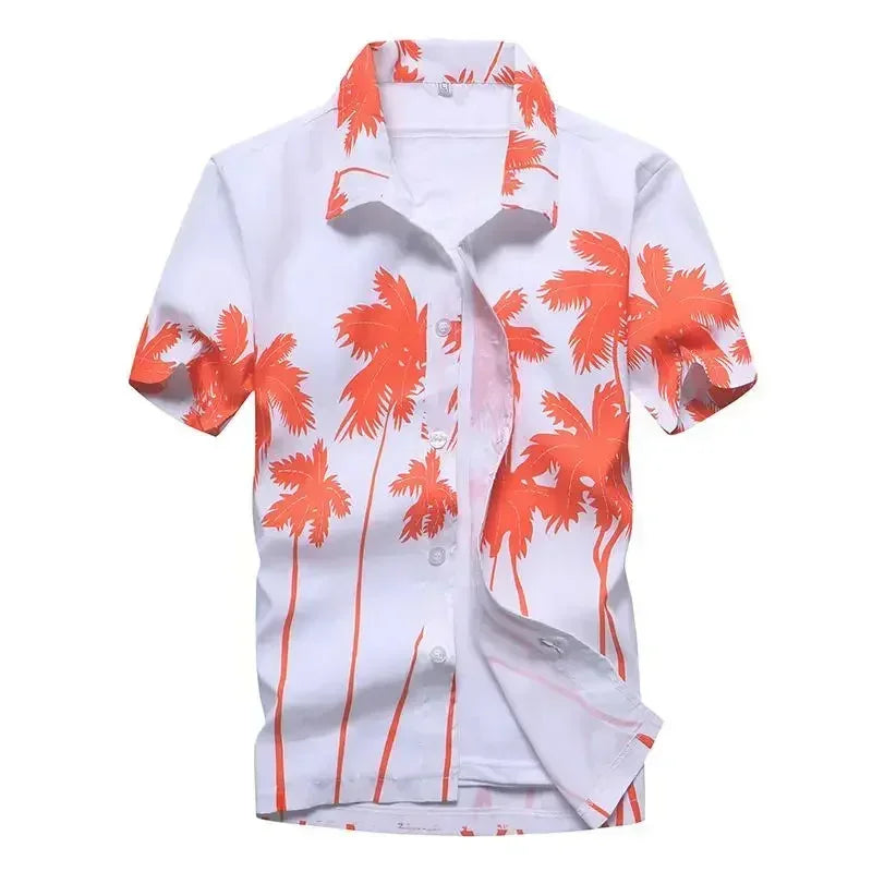 Men's Polyester Turn-Down Collar Short Sleeves Casual Wear Shirts