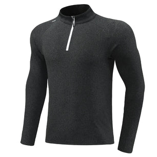 Men's Polyester Long Sleeve Breathable Gym Solid Pattern Shirt