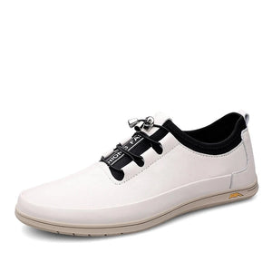 Men's Split Leather Round Toe Lace-Up Breathable Casual Shoes