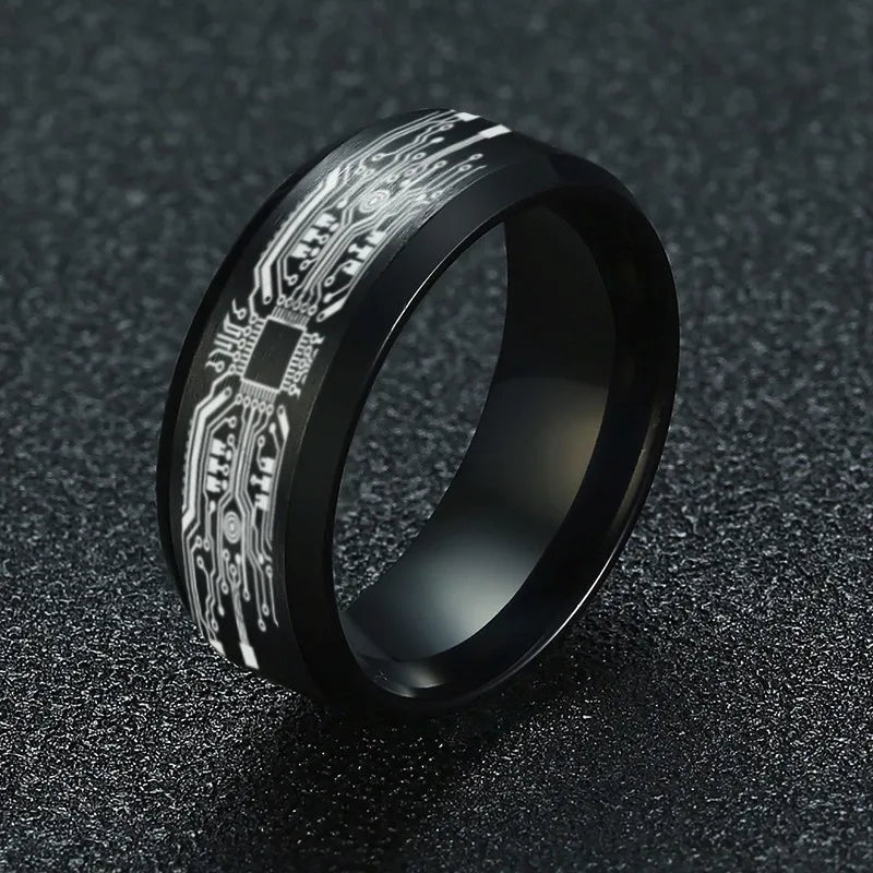 Men's Metal  Stainless Steel Round Shaped Wedding Anniversary Ring