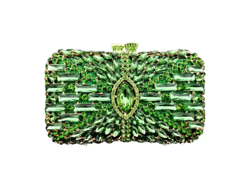 Women's Metallic Hasp Closure Rhinestone Pattern Wedding Clutch