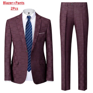 Men's Viscose Notched Long Sleeve Single Breasted Blazers Set