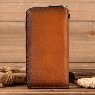 Men's Genuine Leather Solid Pattern Card Holder Vintage Wallet