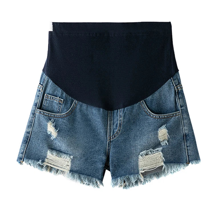 Women's Polyester Elastic Closure High Waist Maternity Shorts