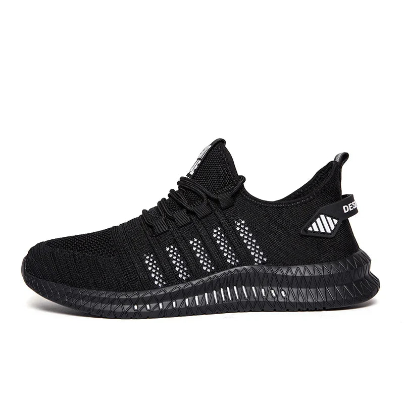 Men's Mesh Round Toe Lace-Up Closure Running Sport Sneakers