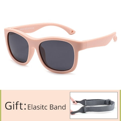 Kid's Acetate Frame Square Shape Polarized Flexible Sunglasses