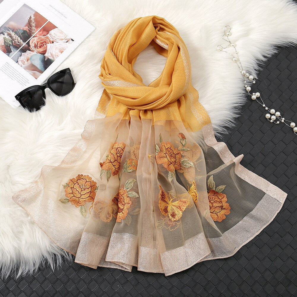 Women's Arabian Polyester Quick-Dry Floral Pattern Luxury Scarfs