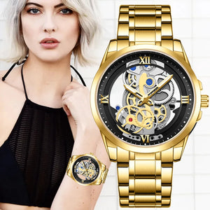 Women's Stainless Steel Round Shaped Luxury Quartz Trendy Watch