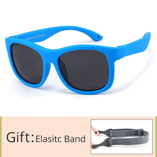 Kid's Acetate Frame Square Shape Polarized Flexible Sunglasses