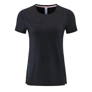 Women's Nylon Short Sleeves Solid Pattern Yoga Fitness Sport Tops