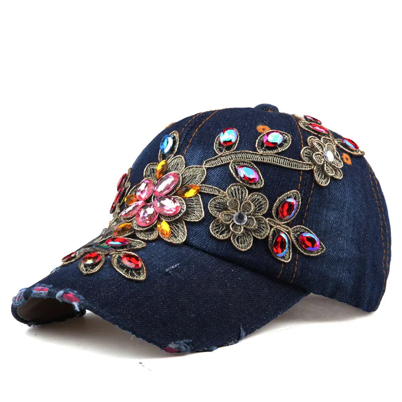 Women's Cotton Adjustable Strap Floral Casual Wear Winter Baseball Hat