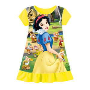 Kid's Girl Polyester O-Neck Short Sleeve Trendy Summer Nightgowns