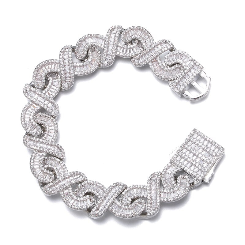 Men's Copper Link Chain Cubic Zirconia Hip-Hop Geometric Bracelet