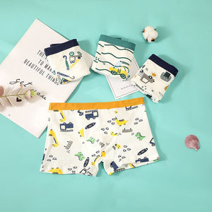 Kid's Boy 4Pcs Cotton Quick-Dry Printed Pattern Underwear Shorts