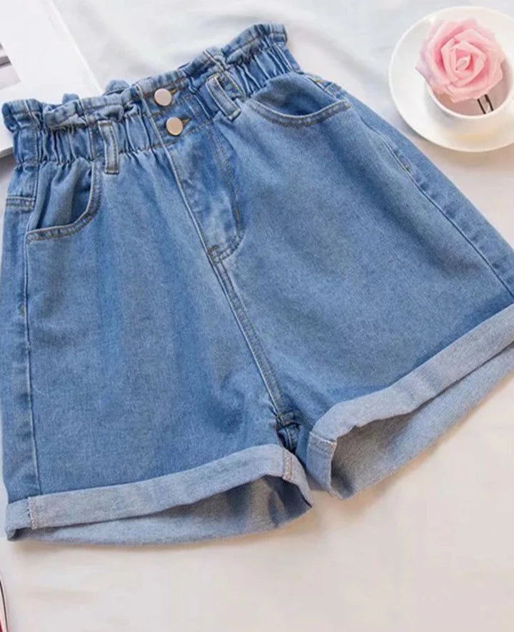 Women's Cotton High Waist Zipper Fly Casual Plain Pattern Shorts