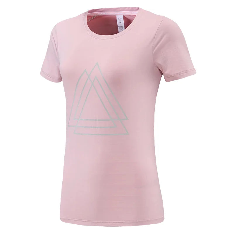 Women's O-Neck Nylon Short Sleeves Yoga Fitness Sport Tops