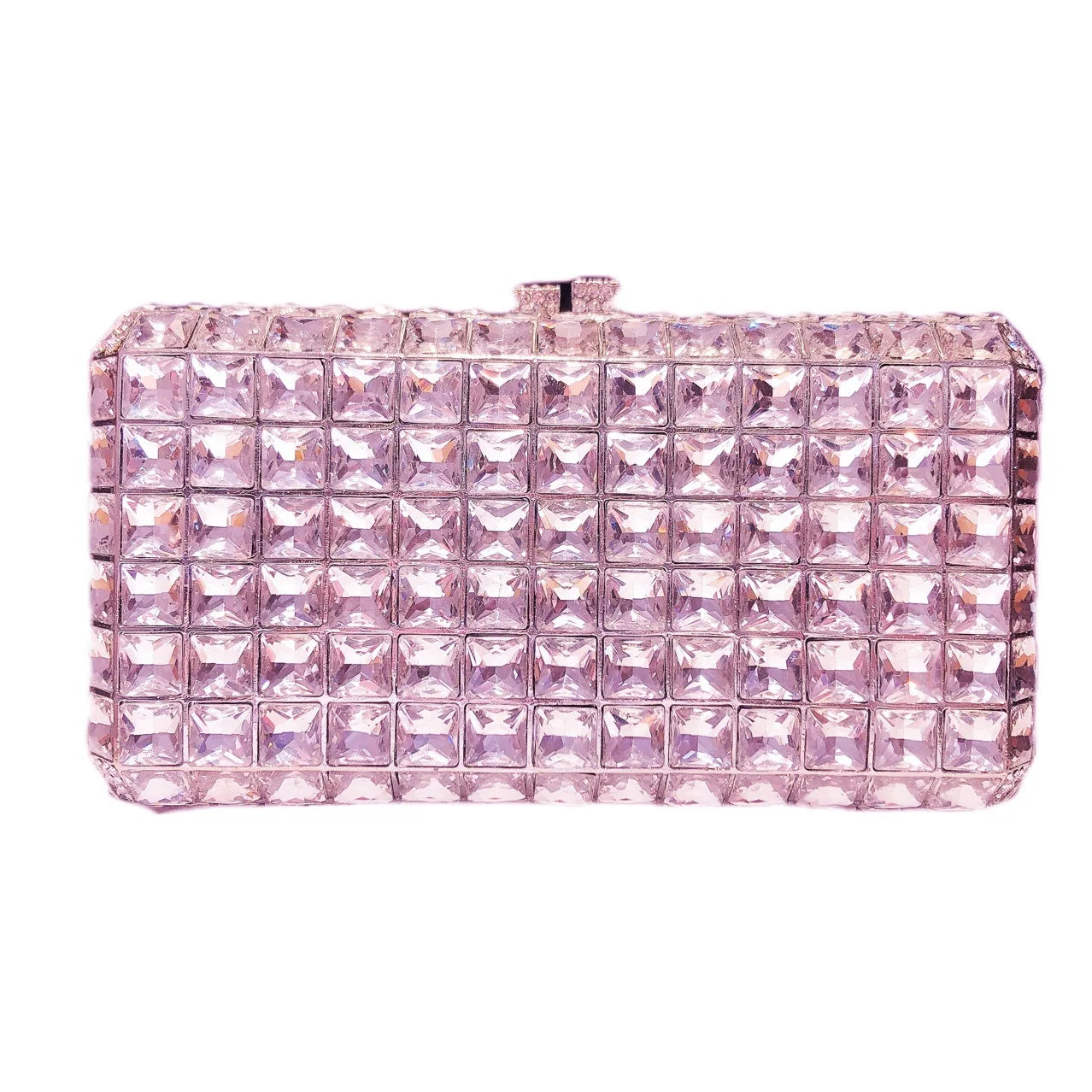 Women's Metallic Hasp Closure Rhinestone Evening Wedding Clutch