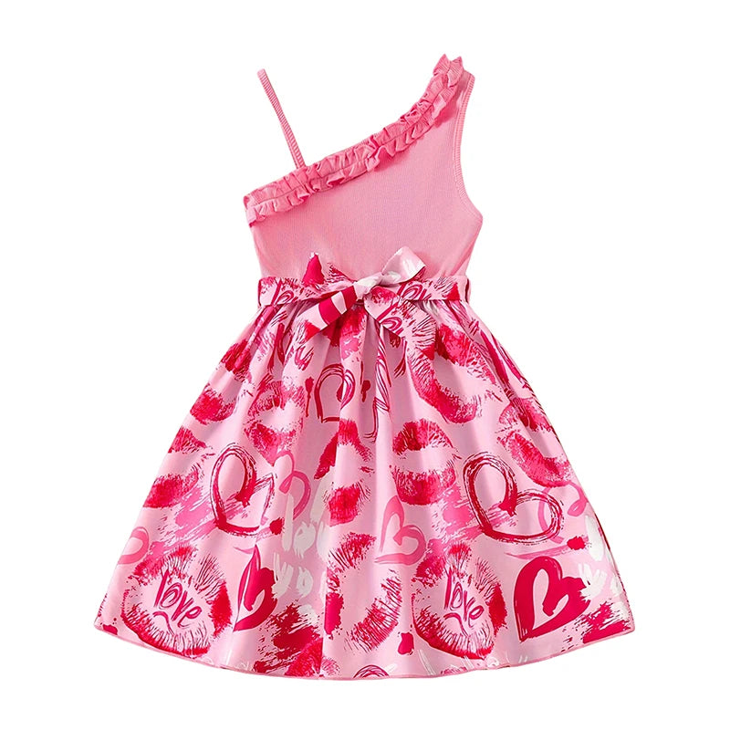 Baby's Girl Mesh Sleeveless Printed Pattern Casual Wear Dress