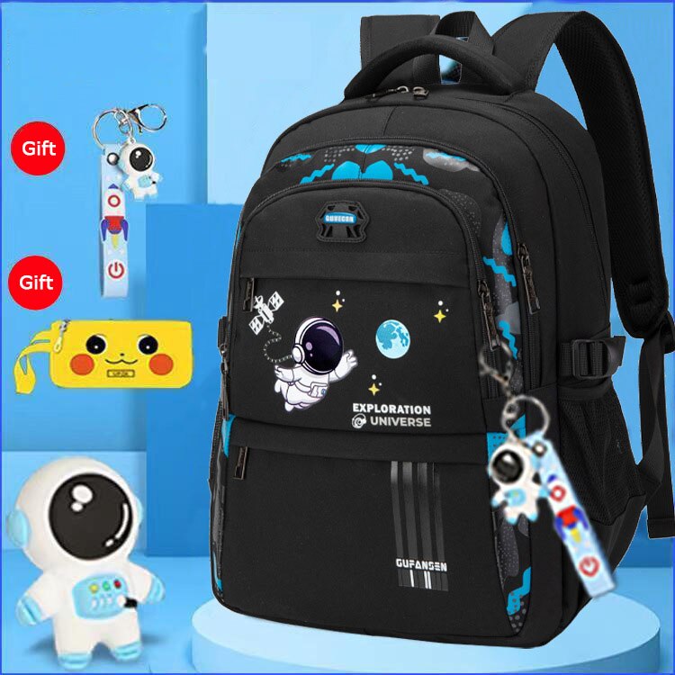 Kid's Oxford Printed Pattern Zipper Closure Waterproof Backpack