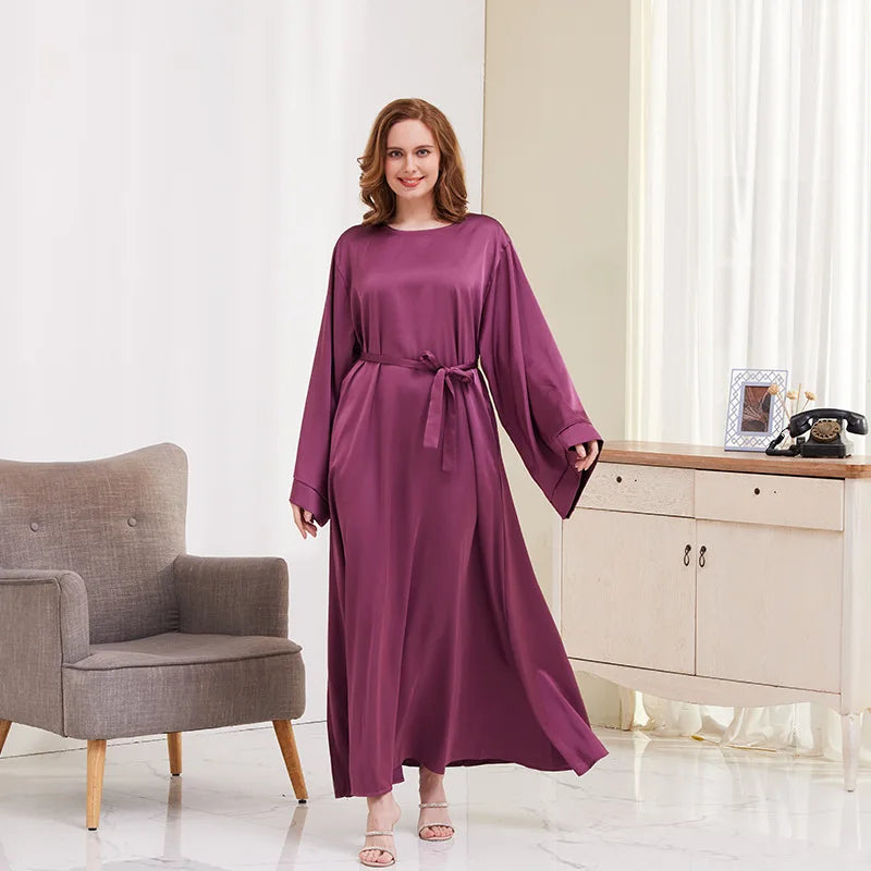 Women's Arabian Polyester Full Sleeves Solid Pattern Casual Dress