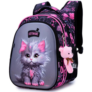 Kid's Girl Nylon Zipper Closure Cartoon Pattern School Backpack