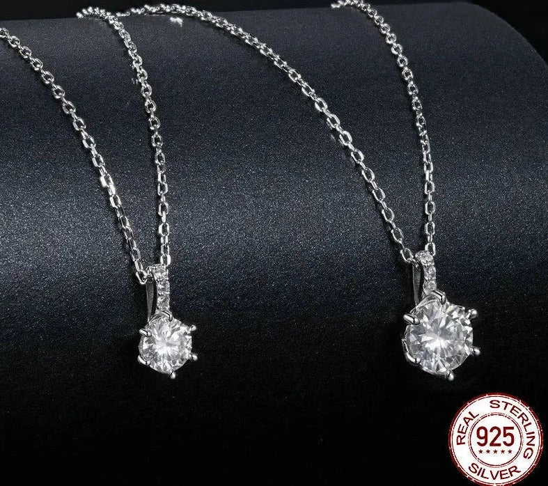 Women's 100% 925 Sterling Silver Zircon Wedding Classic Necklace