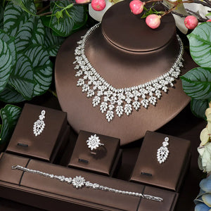 Women's Copper Cubic Zirconia Trendy Bridal Wedding Jewelry Set