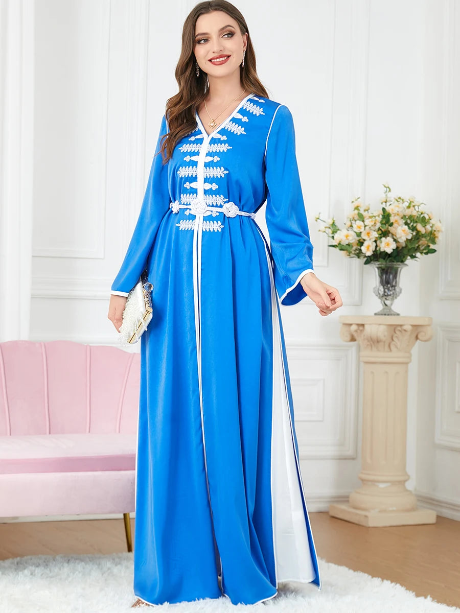 Women's Arabian Polyester Full Sleeves Embroidery Casual Dress