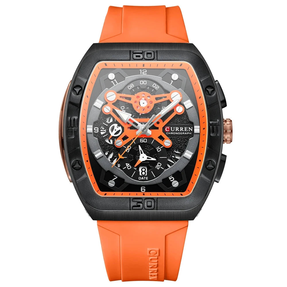 Men's Alloy Case Tonneau Shape Water Resistant Sports Watch