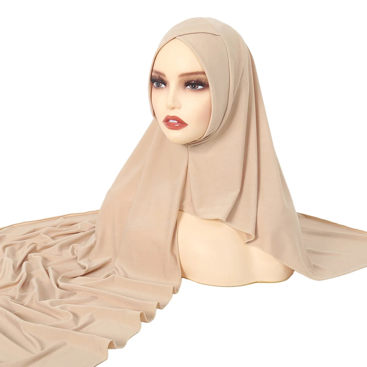 Women's Arabian Polyester Head Wrap Solid Pattern Elegant Hijabs