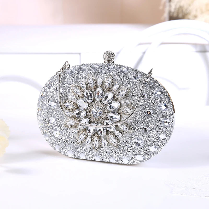 Women's PU Hasp Closure Rhinestone Pattern Luxury Wedding Clutch