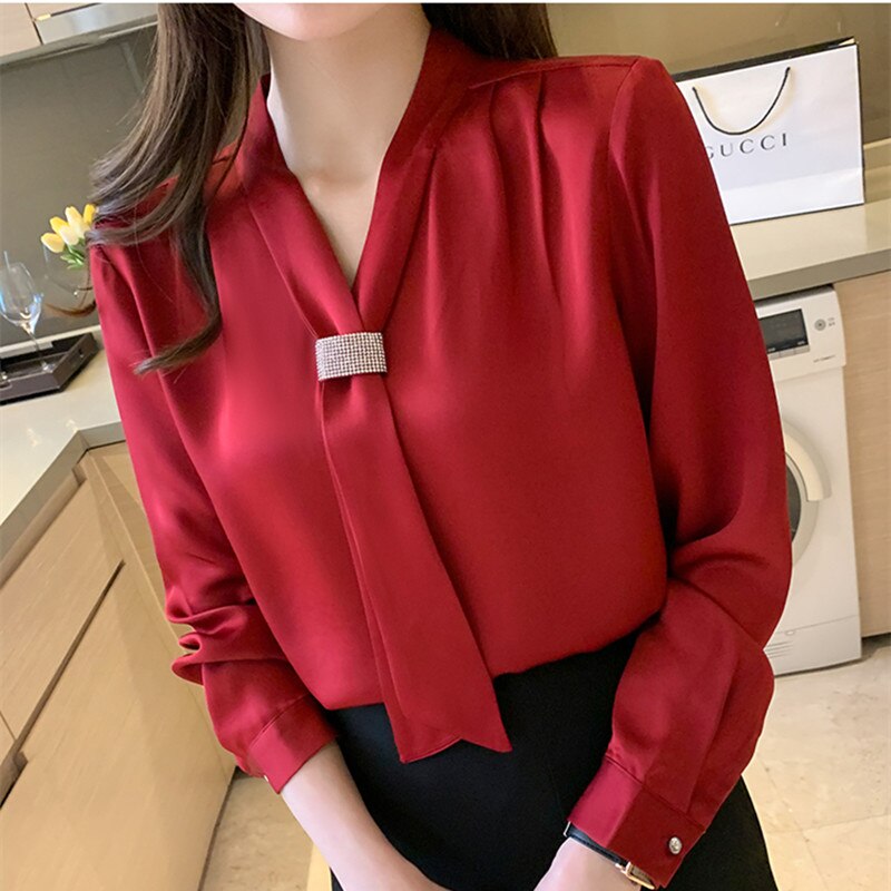 Women's V-Neck Cotton Full Sleeve Hollow Out Pullover Blouses