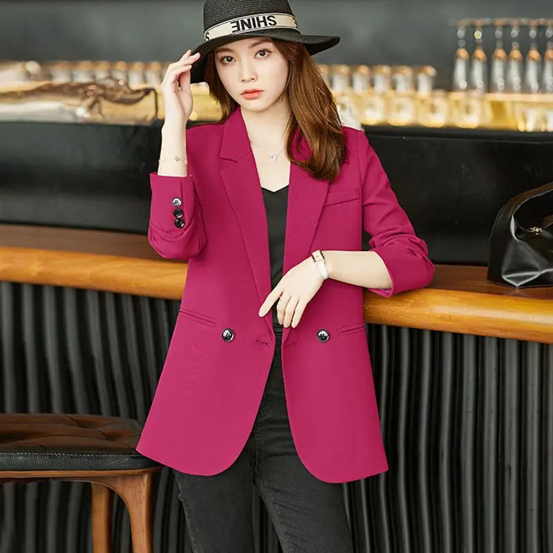 Women's Notched Collar Long Sleeve Single Breasted Casual Blazer