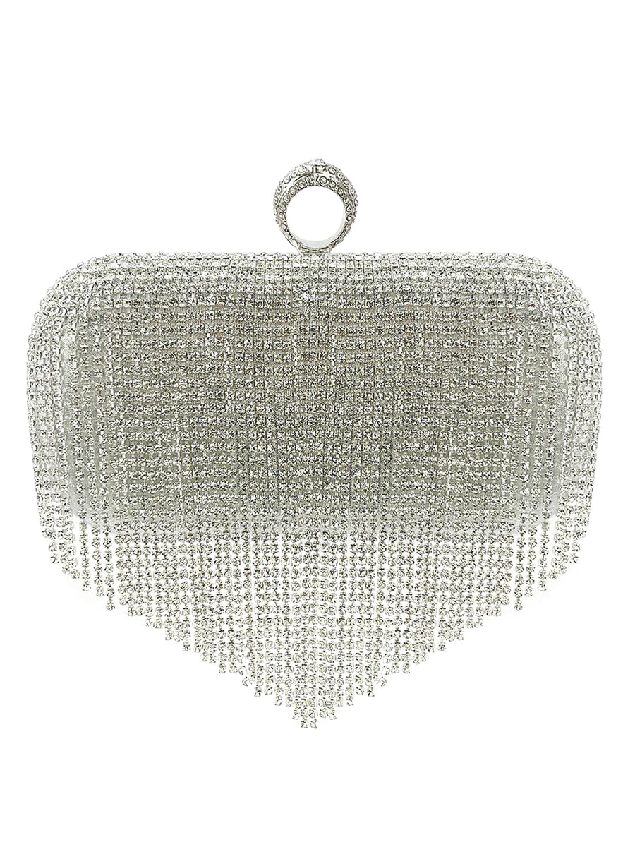 Women's PU Hasp Closure Sequined Pattern Trendy Wedding Clutch