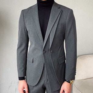 Men's Polyester Long Sleeve Single Button Slim Fit Wedding Suit