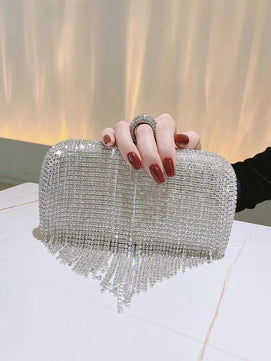 Women's PU Hasp Closure Sequined Pattern Trendy Wedding Clutch