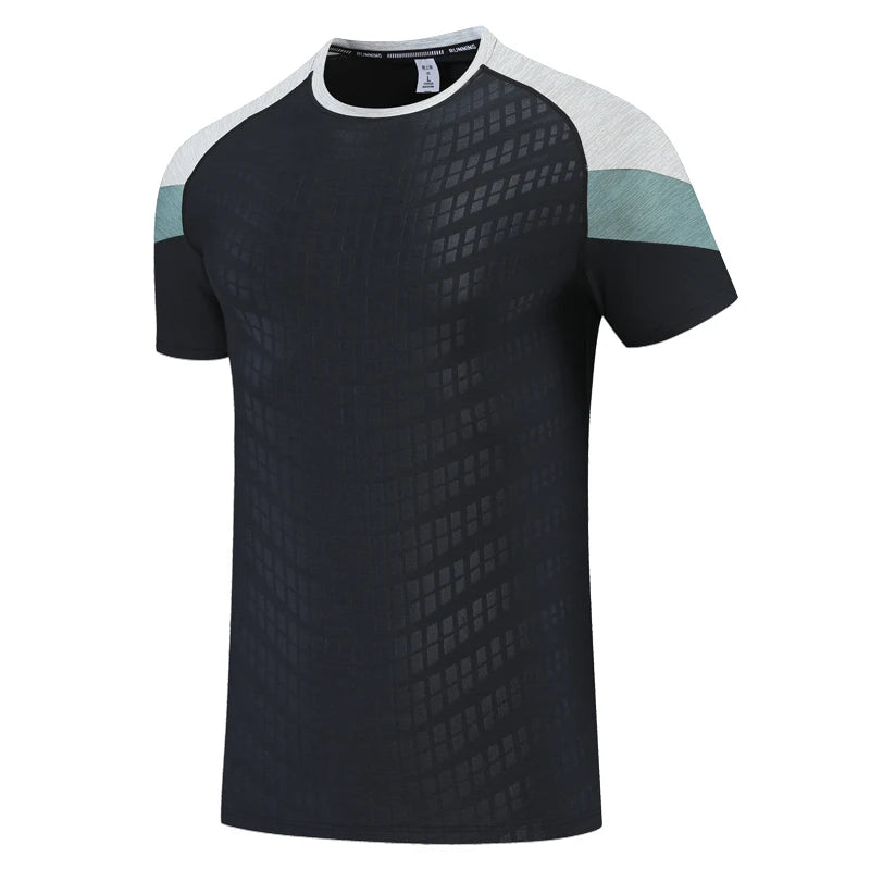 Men's Nylon O-Neck Short Sleeves Printed Pattern Sport T-Shirt