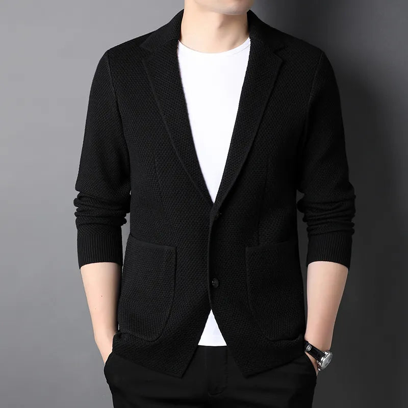 Men's Polyester Notched Long Sleeve Single Breasted Casual Blazers