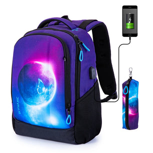 Kid's Polyester Zipper Closure Multifunctional School Backpack