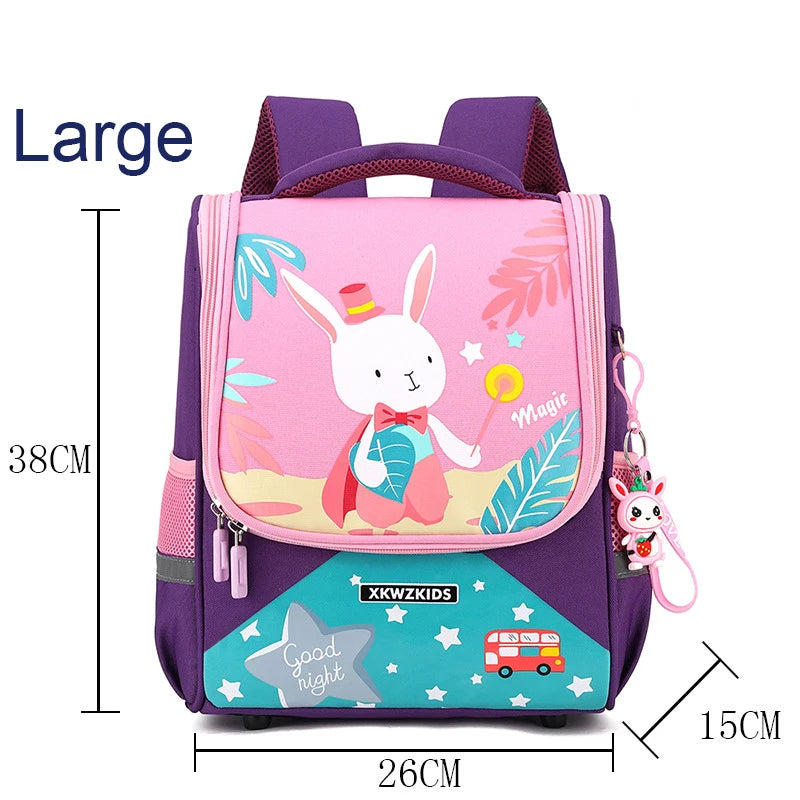 Kid's Nylon Zipper Closure Cartoon Pattern Trendy School Backpack