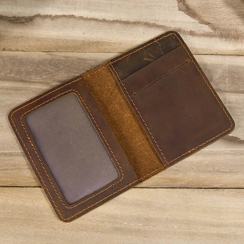 Men's Genuine Leather Solid Pattern Card Holder Trendy Wallets