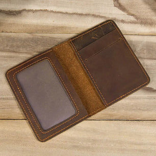 Men's Genuine Leather Solid Pattern Card Holder Trendy Wallets