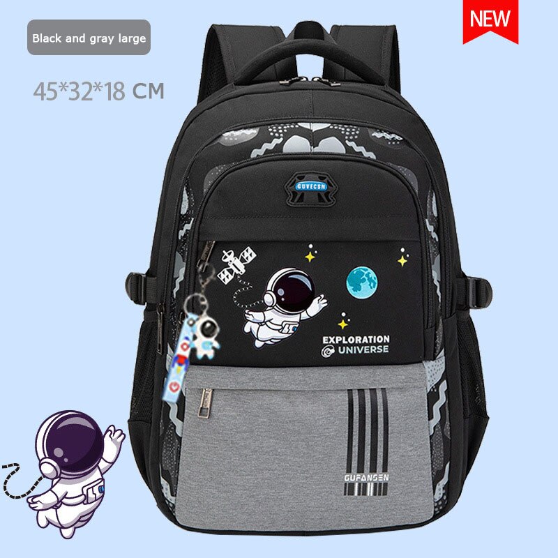 Kid's Oxford Printed Pattern Zipper Closure Waterproof Backpack