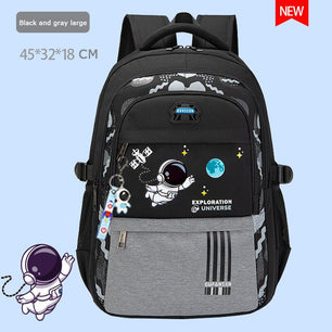 Kid's Oxford Printed Pattern Zipper Closure Waterproof Backpack