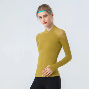 Women's Spandex V-Neck Long Sleeves Fitness Workout Yoga Top