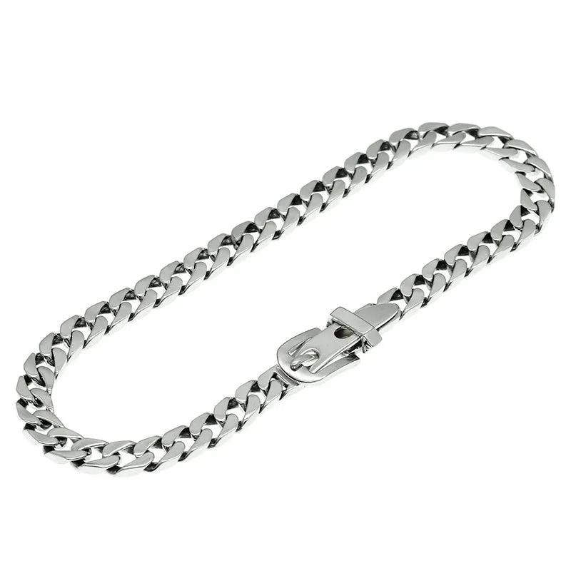 Men's 100% 925 Sterling Silver Figaro Chain Geometric Necklace